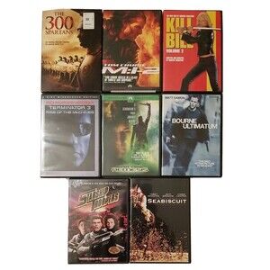 8 DVD Action Lot: The 300 Spartans, MI2, Kill Bill 2, Terminator 3 and more